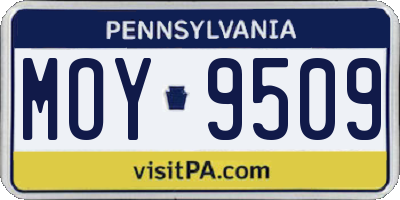 PA license plate MOY9509