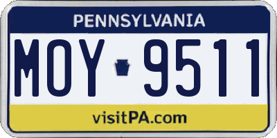 PA license plate MOY9511