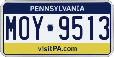 PA license plate MOY9513