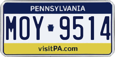 PA license plate MOY9514