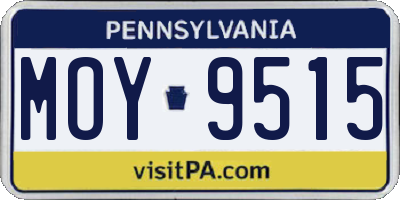 PA license plate MOY9515