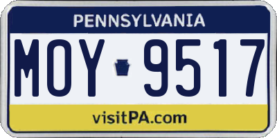 PA license plate MOY9517