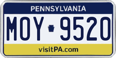 PA license plate MOY9520
