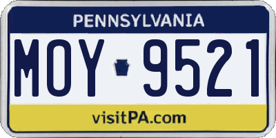 PA license plate MOY9521