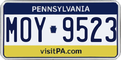 PA license plate MOY9523
