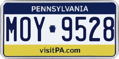 PA license plate MOY9528