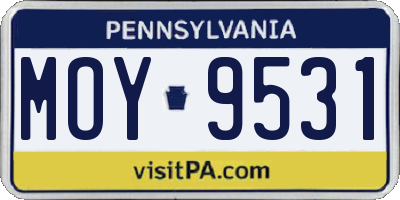 PA license plate MOY9531