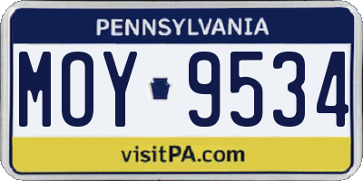 PA license plate MOY9534
