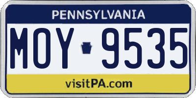 PA license plate MOY9535