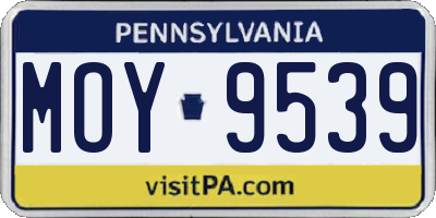 PA license plate MOY9539