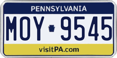 PA license plate MOY9545