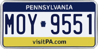 PA license plate MOY9551