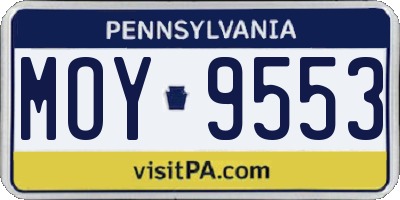 PA license plate MOY9553
