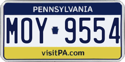 PA license plate MOY9554