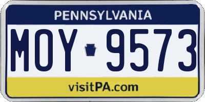 PA license plate MOY9573