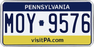 PA license plate MOY9576