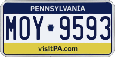PA license plate MOY9593