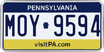 PA license plate MOY9594