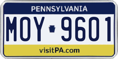 PA license plate MOY9601