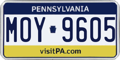 PA license plate MOY9605