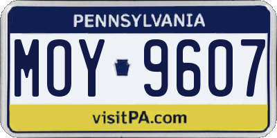 PA license plate MOY9607