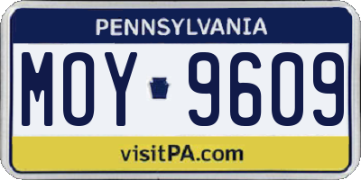 PA license plate MOY9609