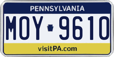 PA license plate MOY9610