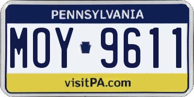 PA license plate MOY9611