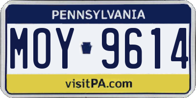 PA license plate MOY9614