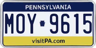 PA license plate MOY9615