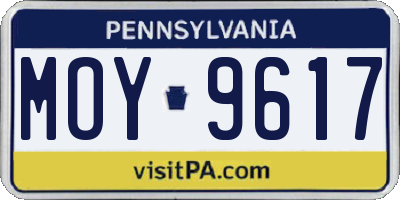 PA license plate MOY9617
