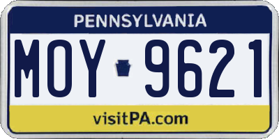 PA license plate MOY9621