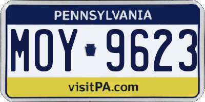 PA license plate MOY9623