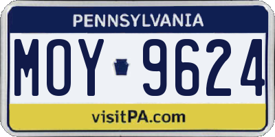 PA license plate MOY9624