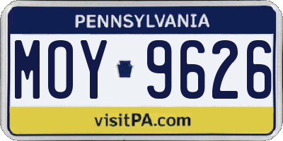PA license plate MOY9626