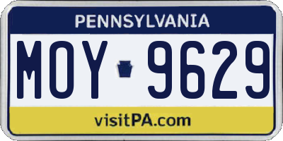 PA license plate MOY9629