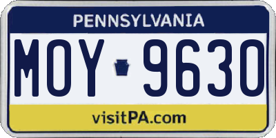 PA license plate MOY9630
