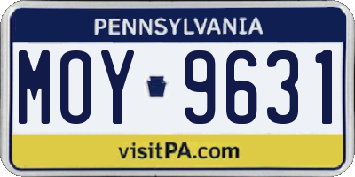 PA license plate MOY9631