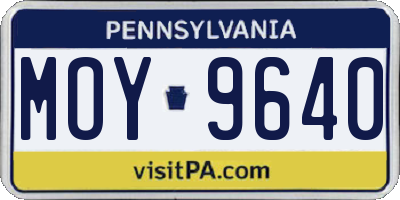 PA license plate MOY9640
