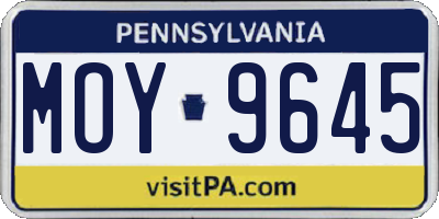 PA license plate MOY9645