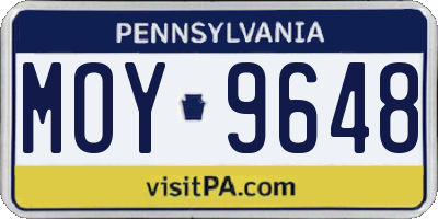 PA license plate MOY9648