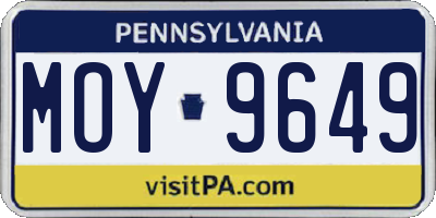 PA license plate MOY9649