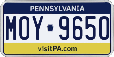 PA license plate MOY9650