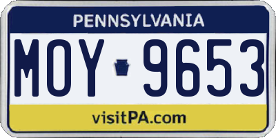 PA license plate MOY9653