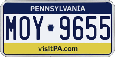 PA license plate MOY9655