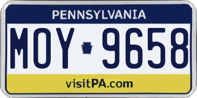 PA license plate MOY9658