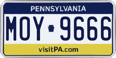 PA license plate MOY9666
