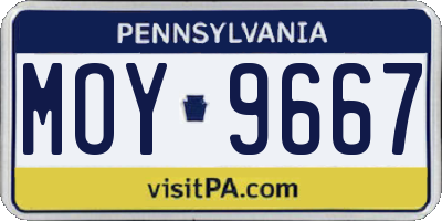 PA license plate MOY9667