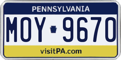 PA license plate MOY9670