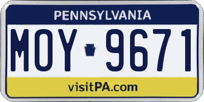 PA license plate MOY9671